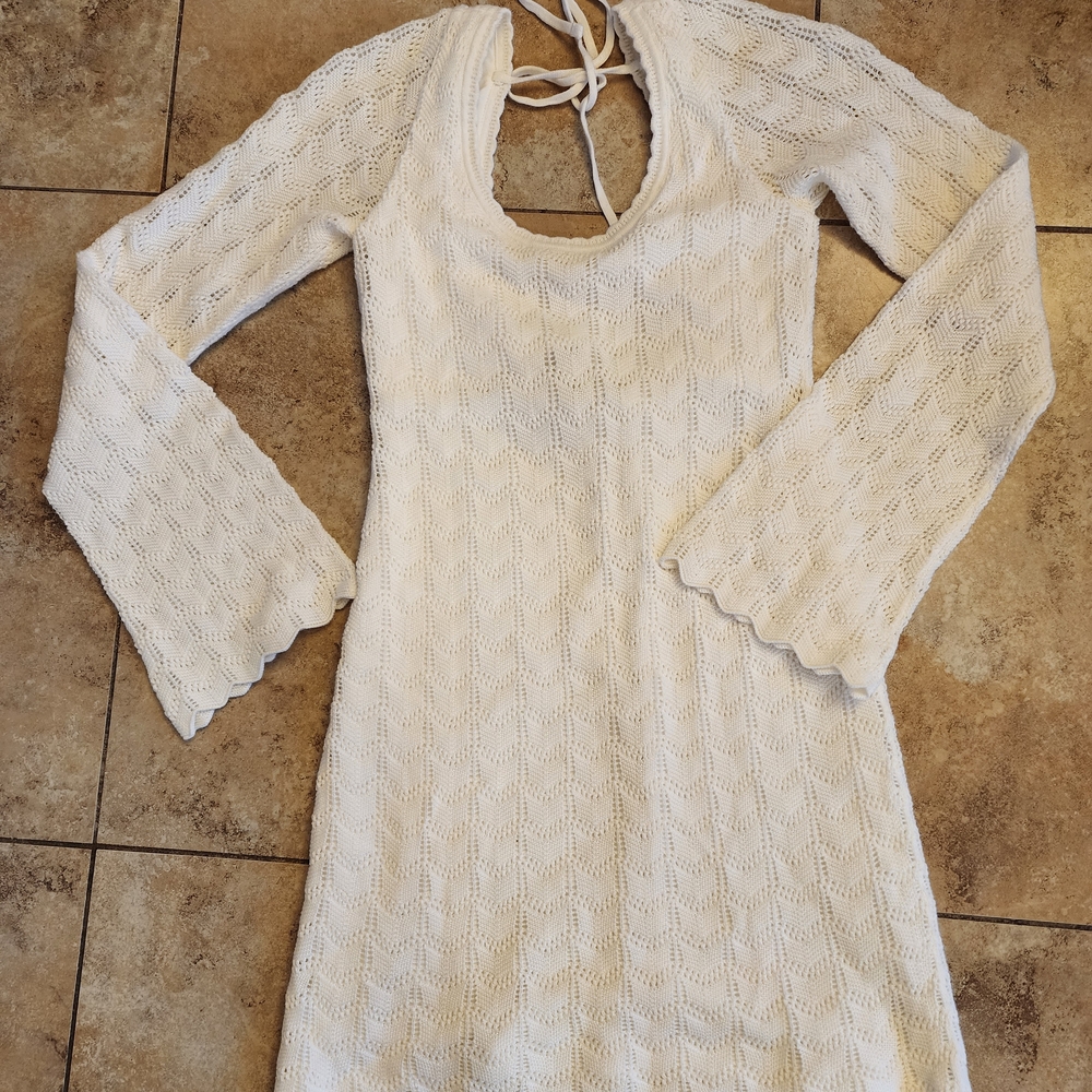 Hollister Ivory Crochet Knit Dress